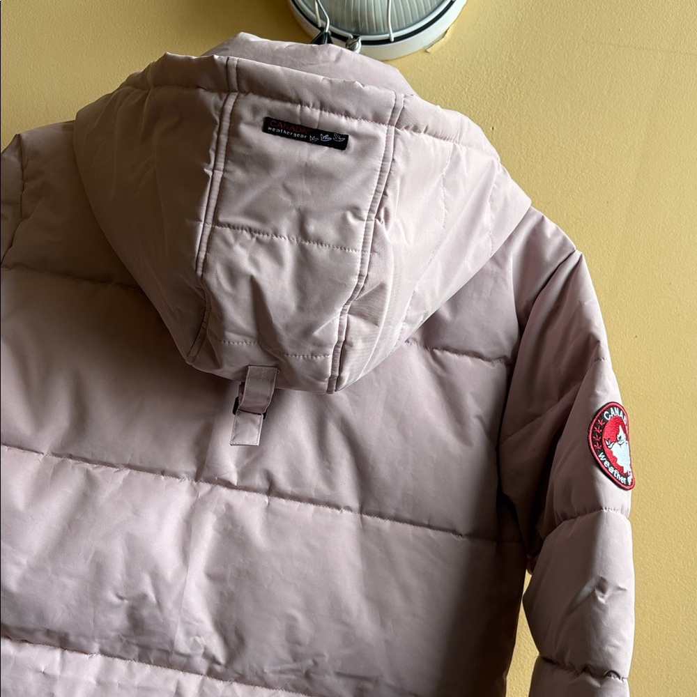 Canada weather gear Long Hooded Puffer Coat in Blush Pink - Picture 8 of 15